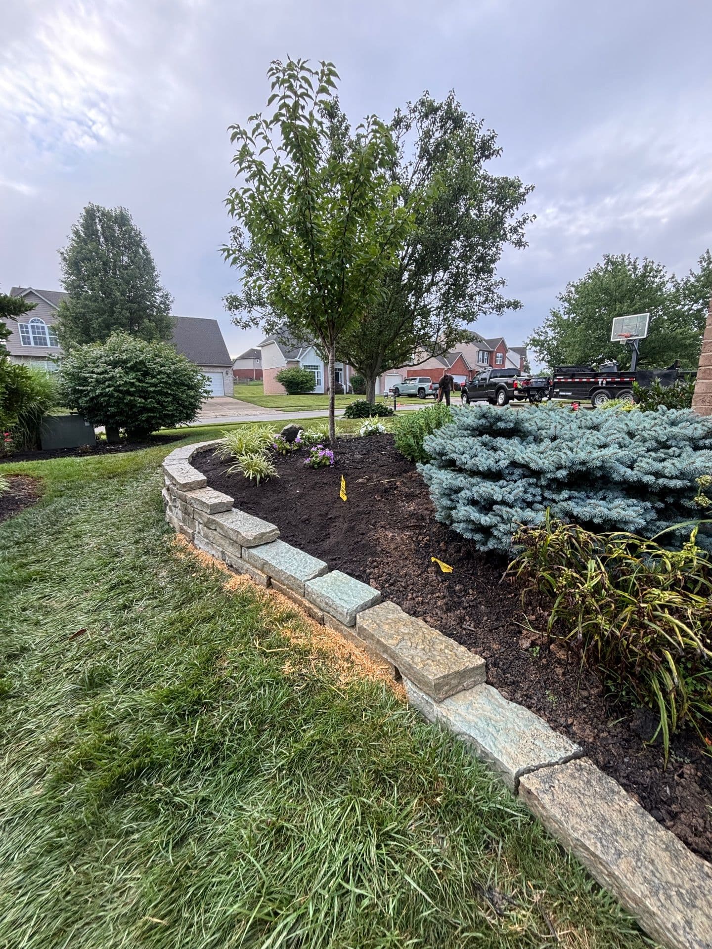 Gallery photos for Natural Stone Retaining Walls and Landscape Border in Walton,KY: Image #1