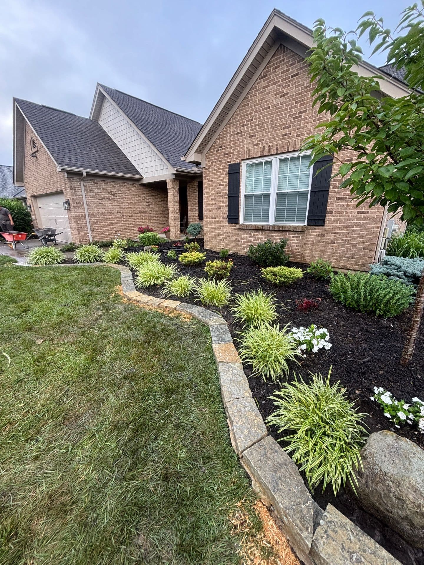 Natural Stone Retaining Walls and Landscape Border in Walton,KY image