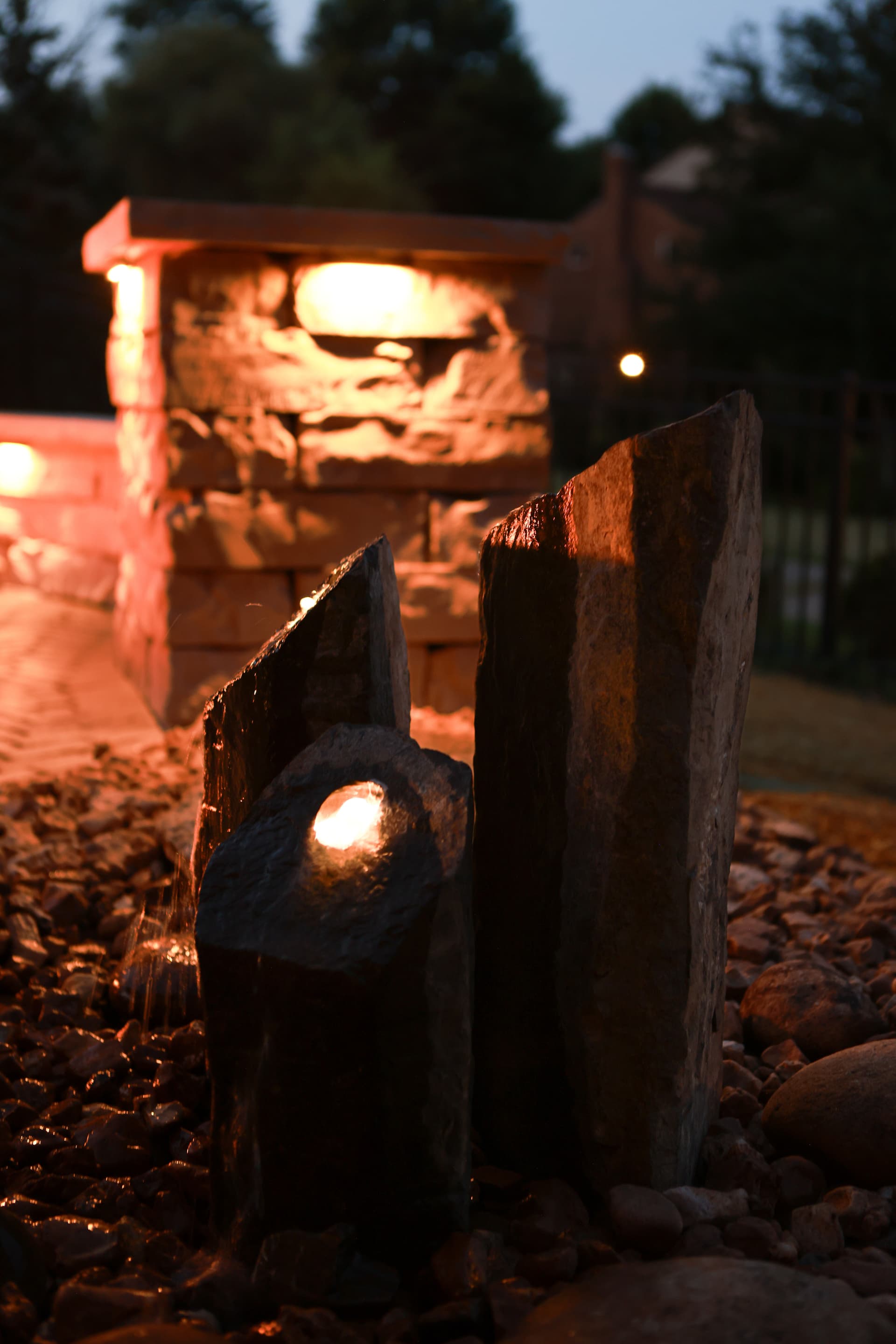 Gallery photos for Custom Paver Patio with Fire Pit and Lit Walls in Union KY: Image #8