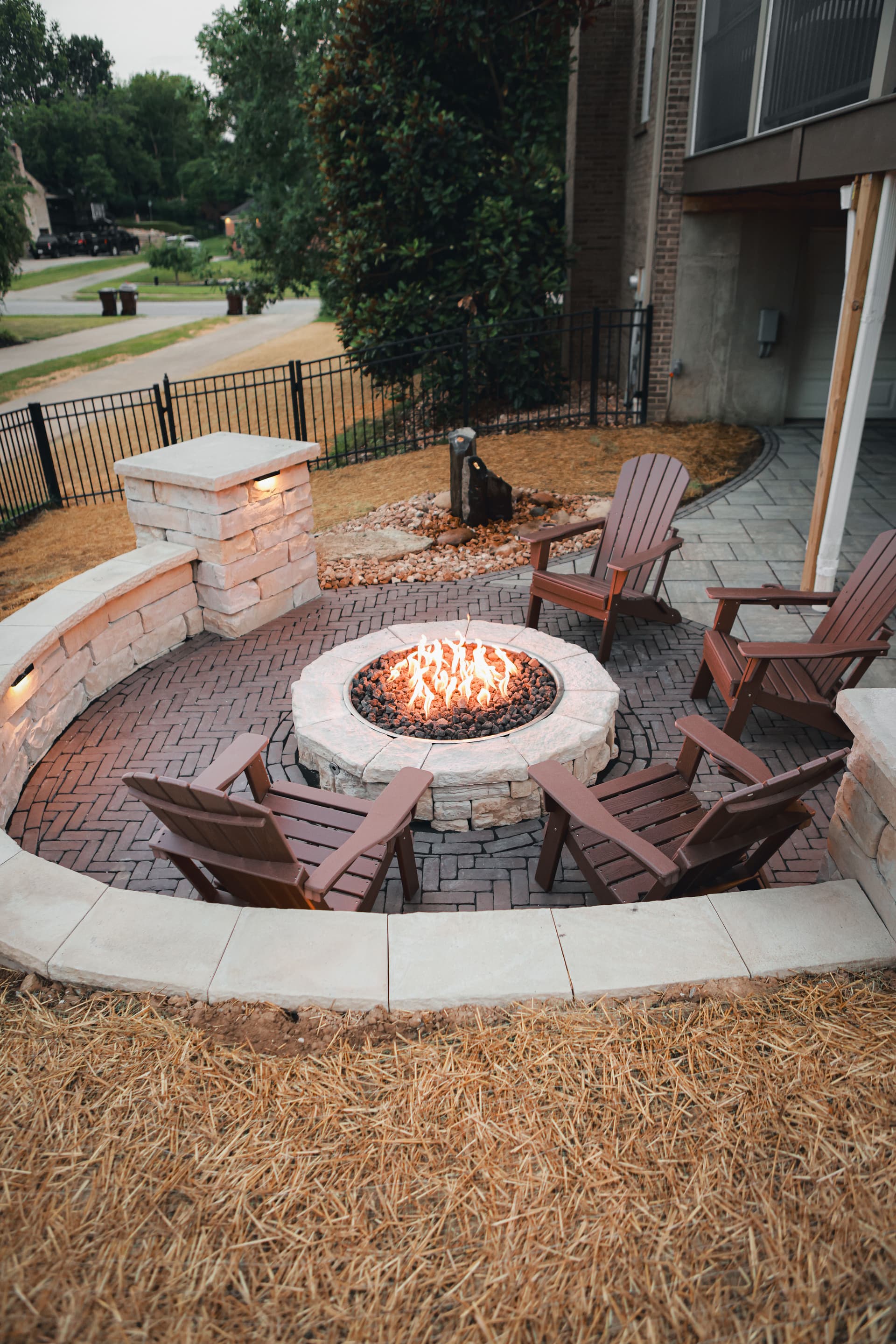 Gallery photos for Custom Paver Patio with Fire Pit and Lit Walls in Union KY: Image #7