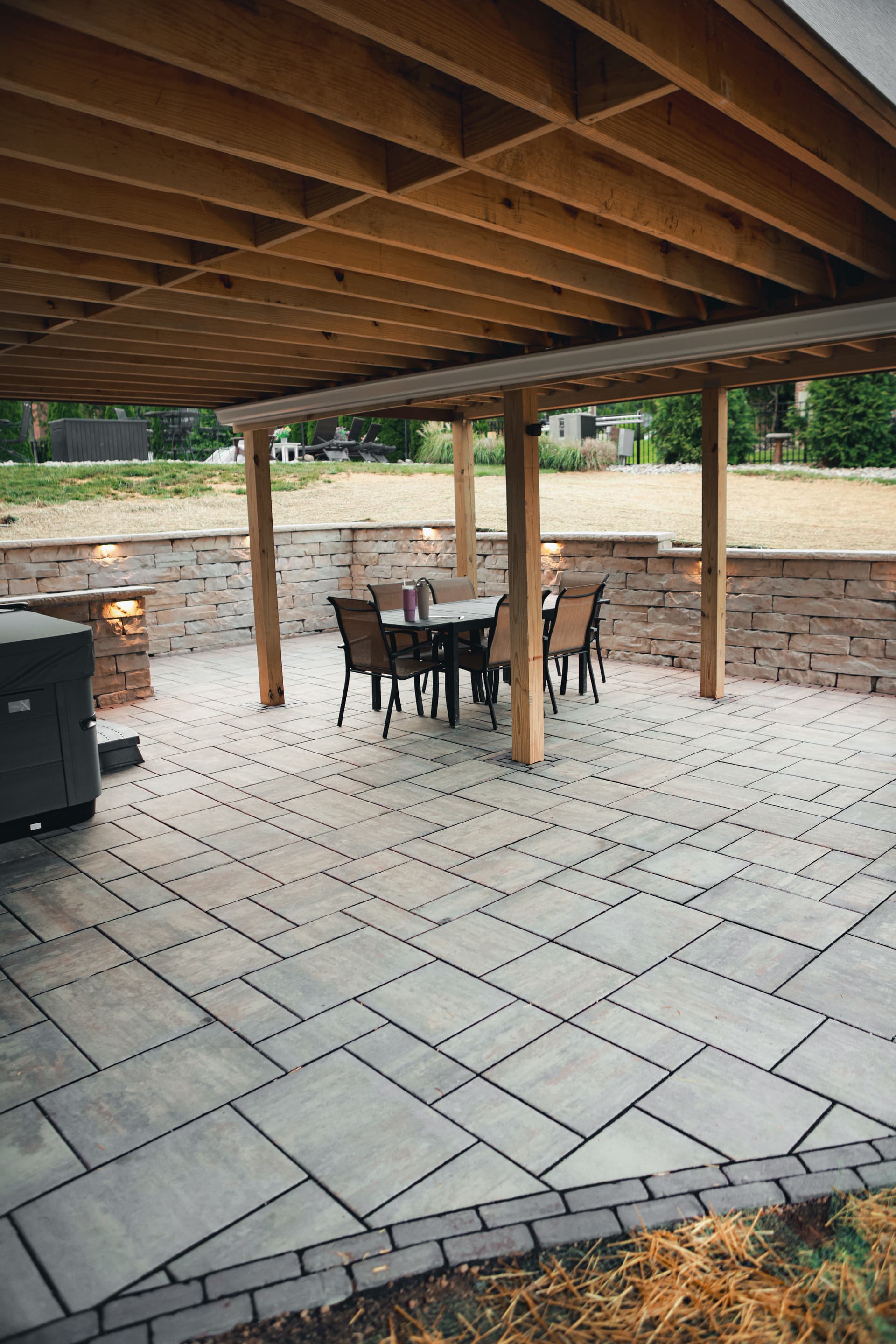 Gallery photos for Custom Paver Patio with Fire Pit and Lit Walls in Union KY: Image #3