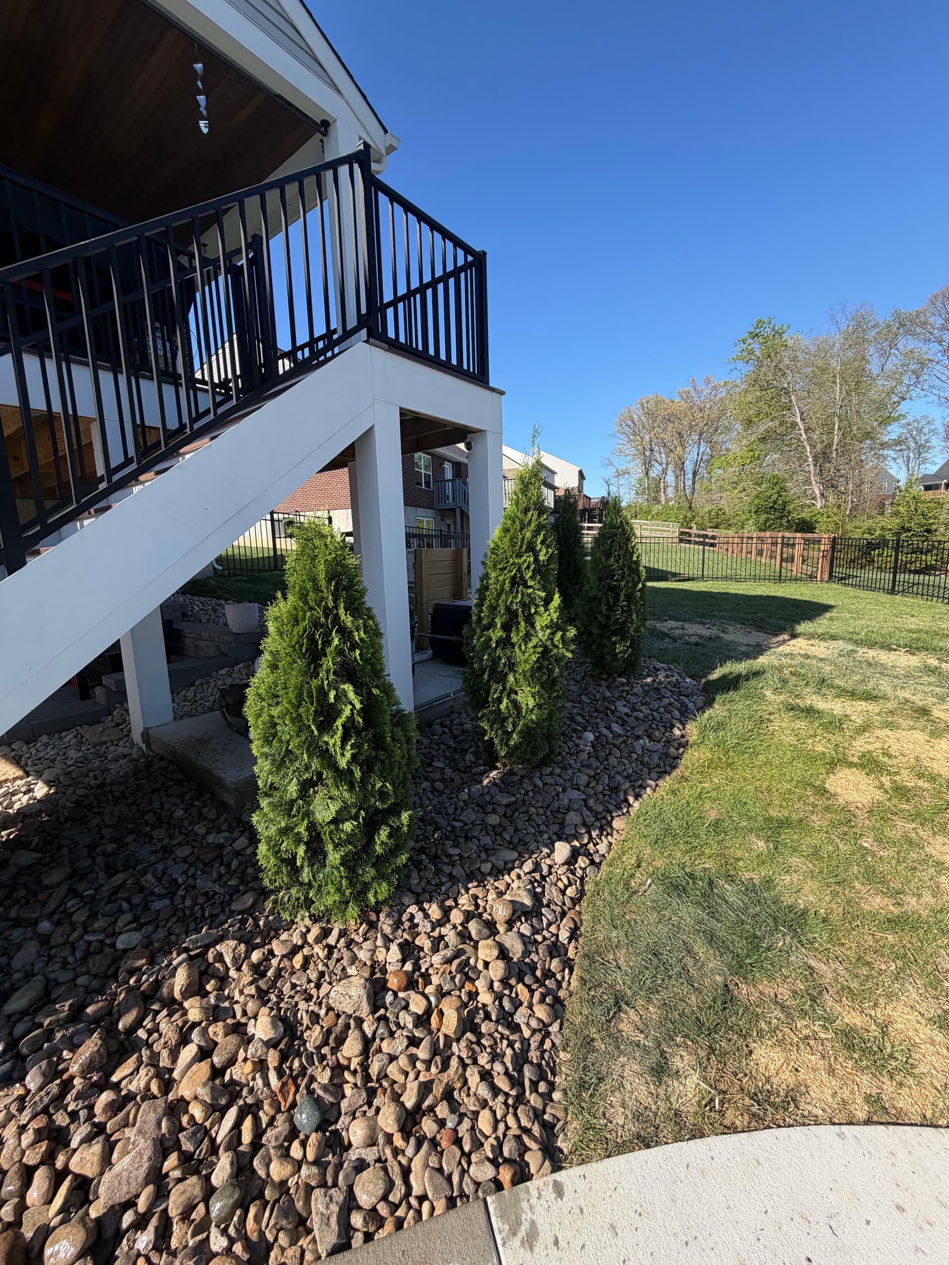 Gallery photos for Privacy Trees, Landscape Beds and River Rock in Union KY: Image #1