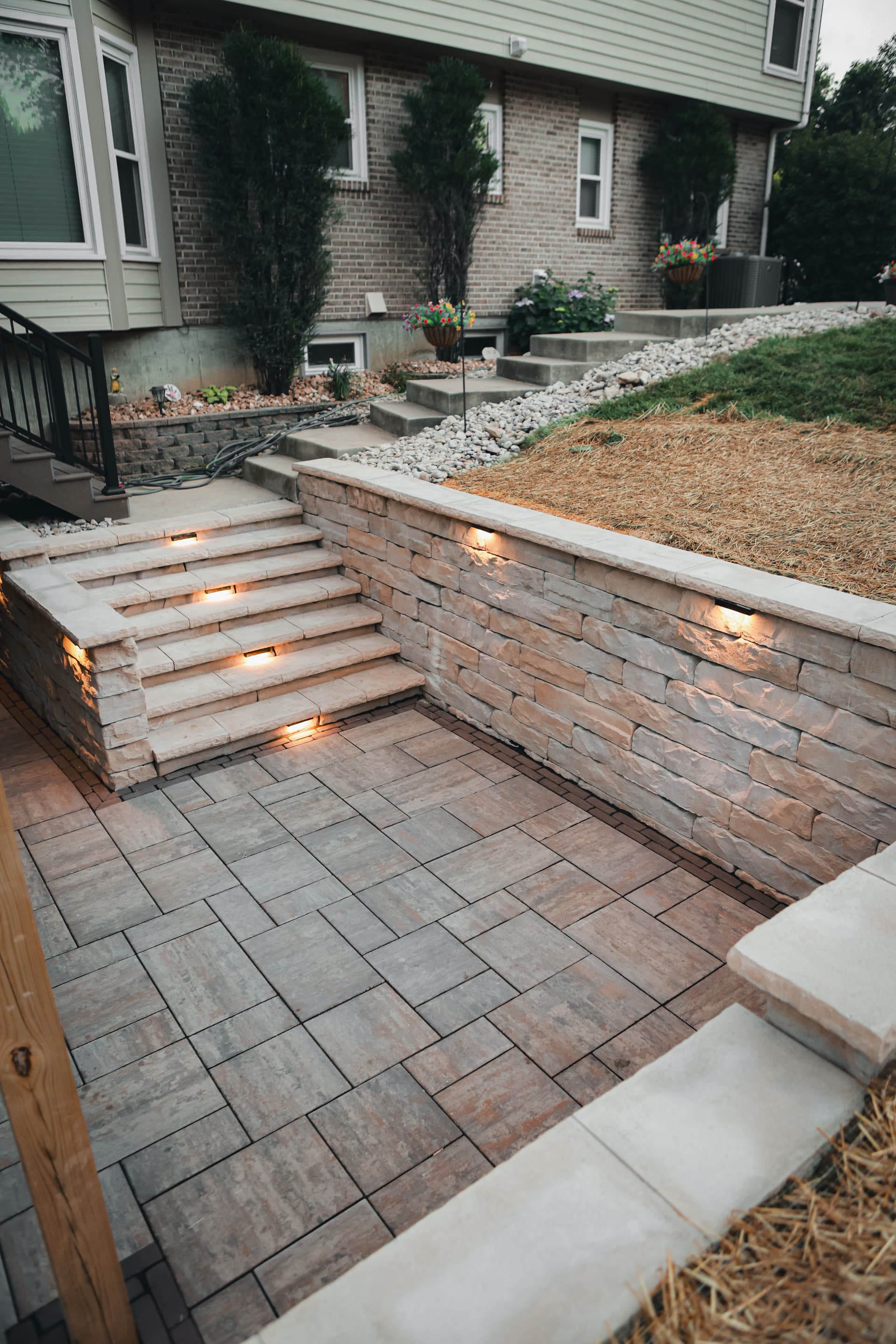Gallery photos for Custom Paver Patio with Fire Pit and Lit Walls in Union KY: Image #6