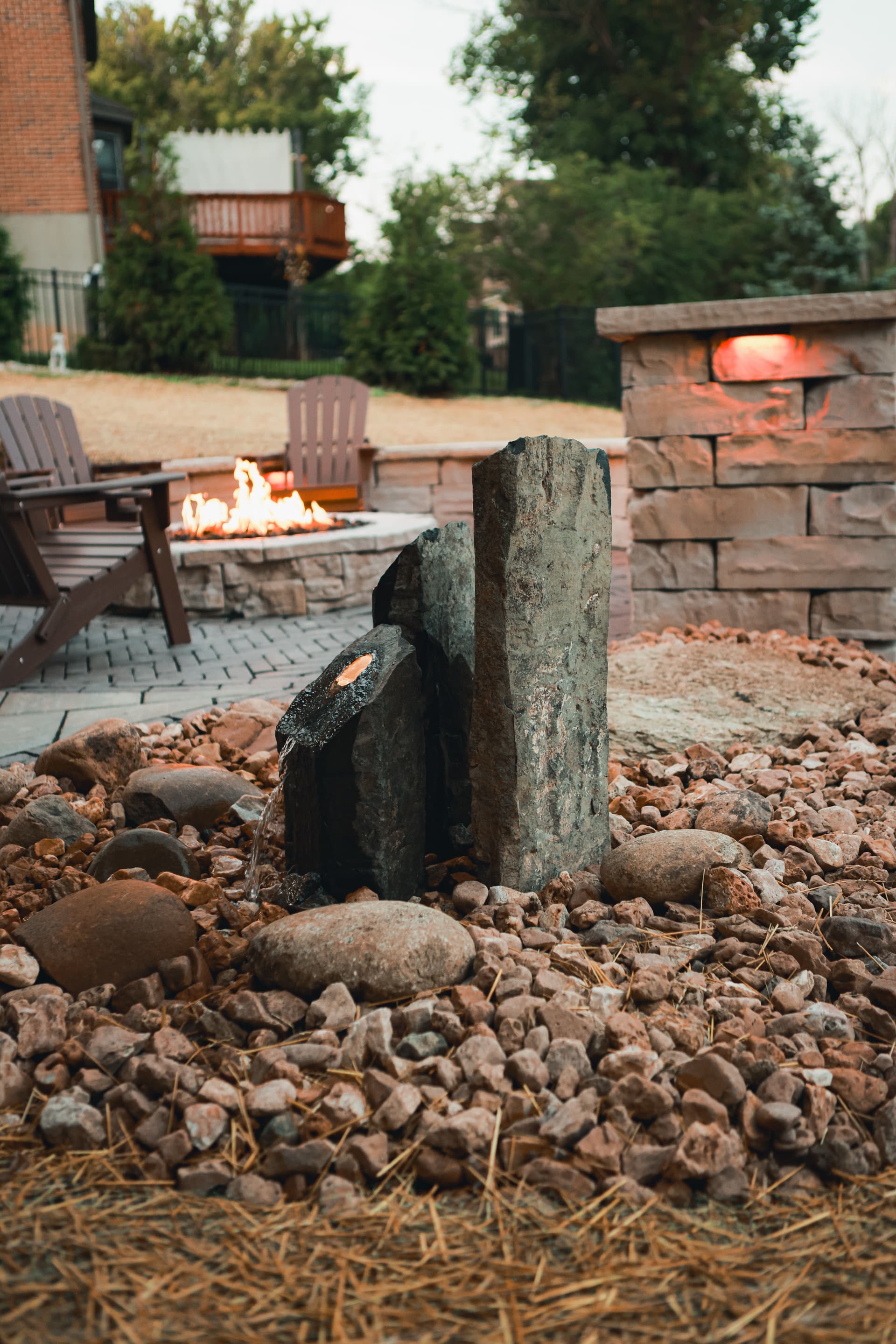 Gallery photos for Custom Paver Patio with Fire Pit and Lit Walls in Union KY: Image #4