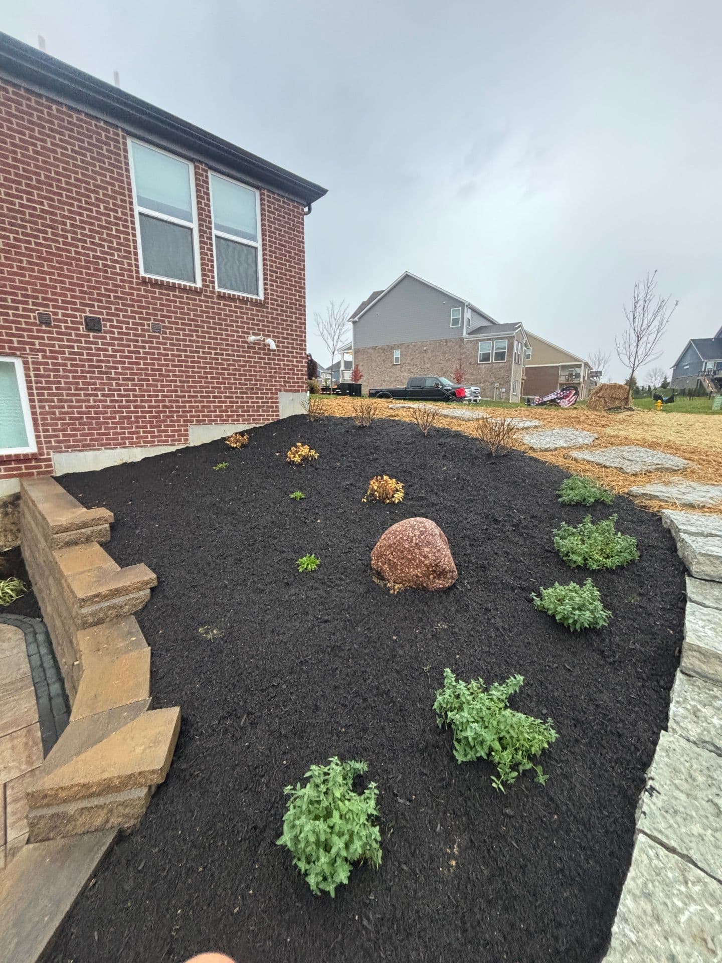 Union KY Backyard Makeover with Retaining Wall and Paver Patio image